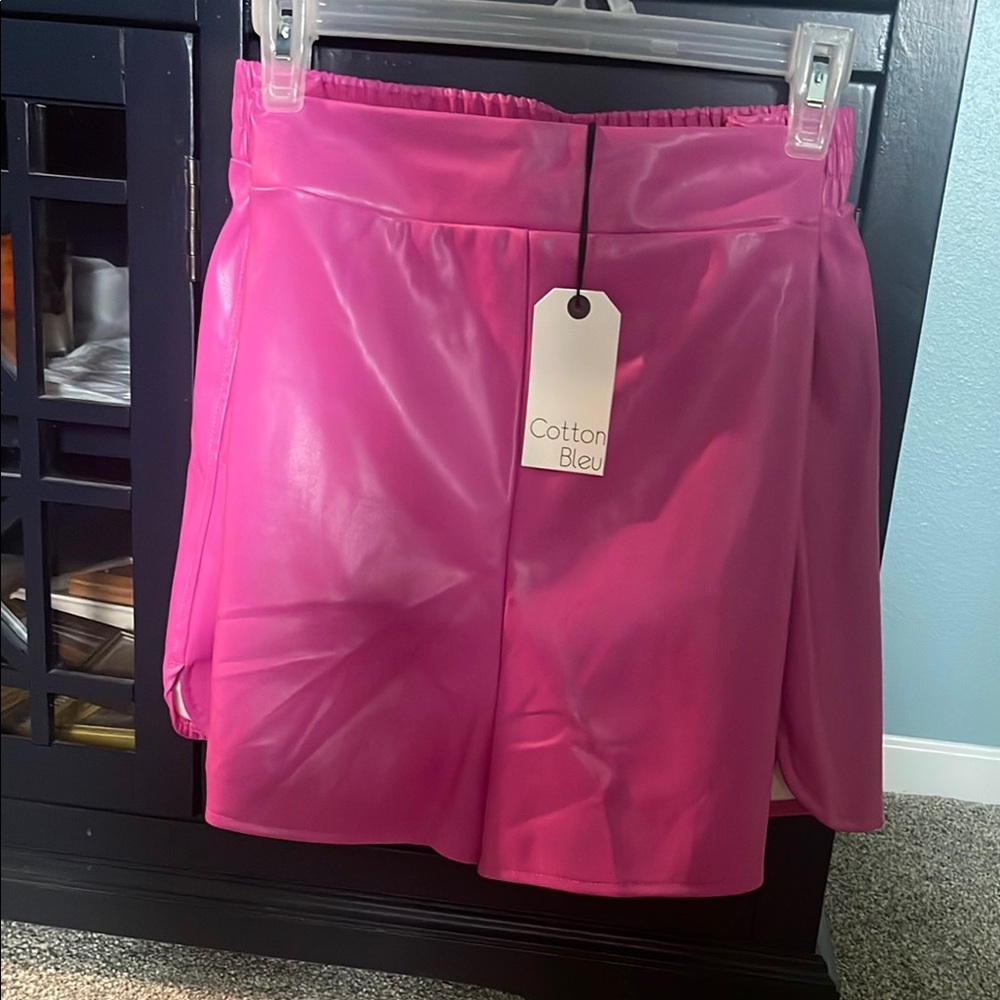 Pink Faux Leather Shorts.  Size Large